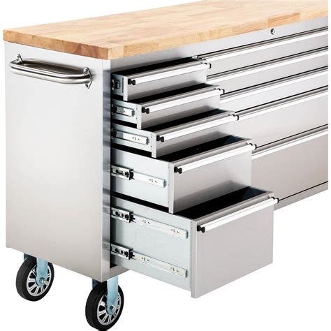 grizzly stainless steel industrial cabinet with wood top|grizzly industrial tool chest.